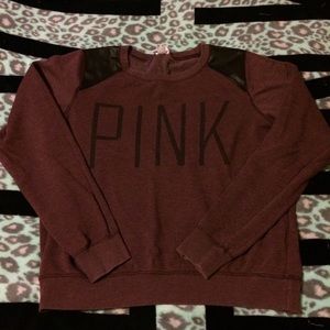 ⚡️FLASH SALE ⚡️ VS PINK Crew w/ faux leather