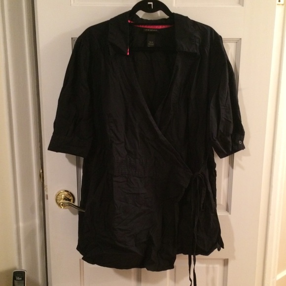 Lane Bryant - wrap tie-front black shirt
