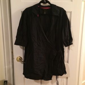 Lane Bryant - wrap tie-front black shirt