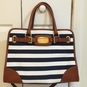 Michael Kors Hamilton Tote Bag Navy/White Stripe