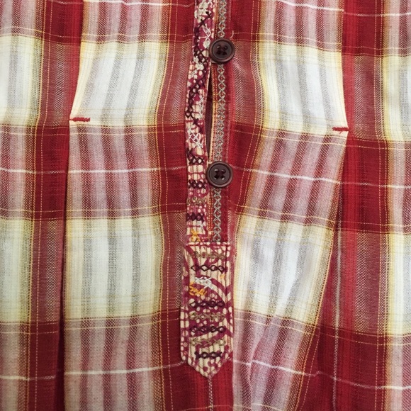 SOLD Free People Plaid Red Tunic Top For Fall - Picture 3 of 4