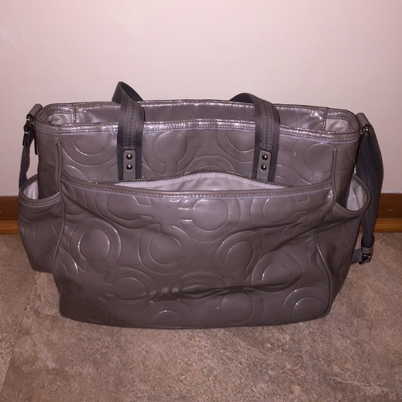 Coach Patent Gray Diaper Tote - Picture 3 of 4