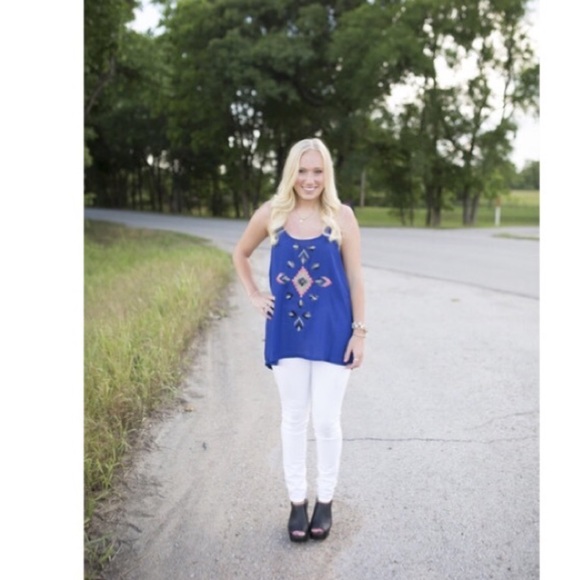 SOLD✨✨Royal Blue Aztec Tank - Picture 3 of 3