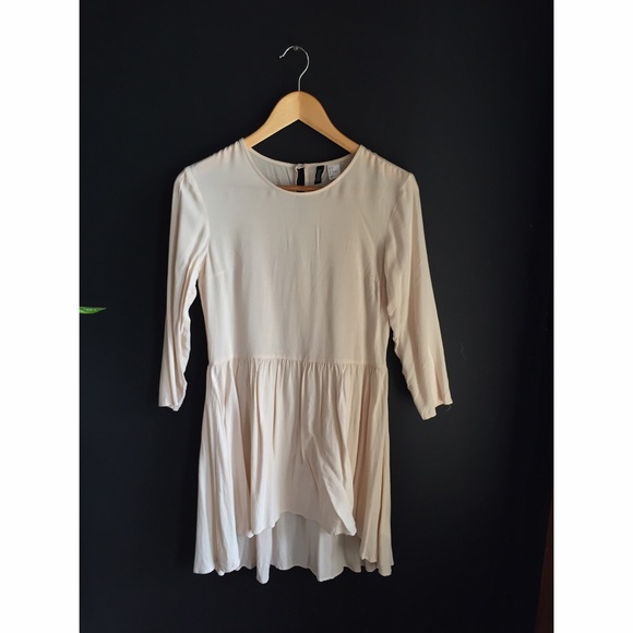 Neutral hi low mini dress