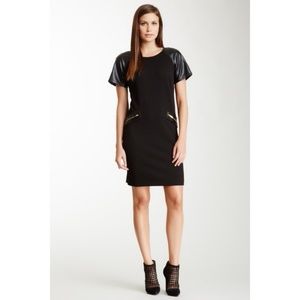 Julia Jordan Faux Leather Short Sleeve Shift Dress