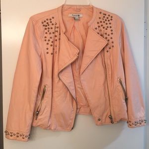 Forever 21 pink studded faux leather jacket