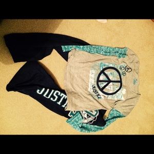 Justice sweatpants and shirt