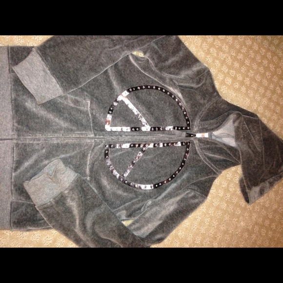 Grey Zip Up Hoodie (With Peace Symbol)-