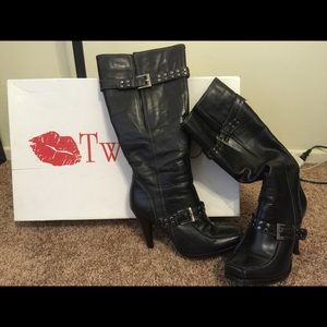 Studded Black Heel Boots