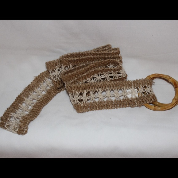 Burlap Boho Belt with Bamboo Loops