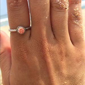 Size 7 sterling silver pink rose ring