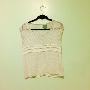 Anthropologie Cream Chevron Lace Blouse