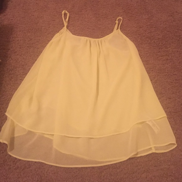 Pale yellow chiffon layered glory tank