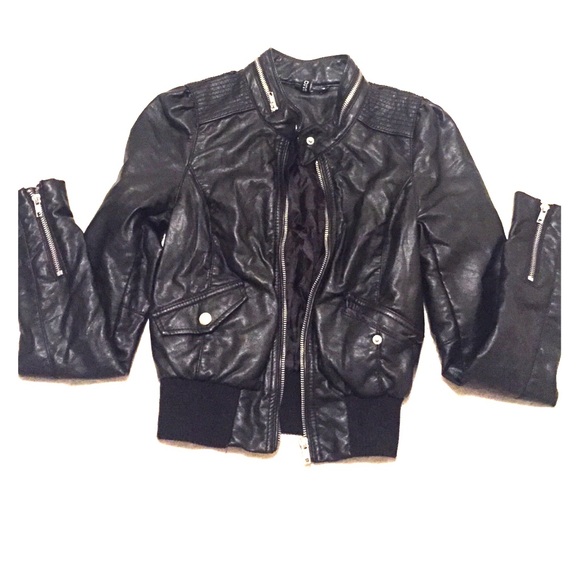 H&M black faux leather jacket