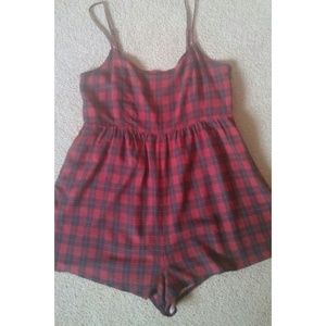 Red and Black Wet Seal plaid romper