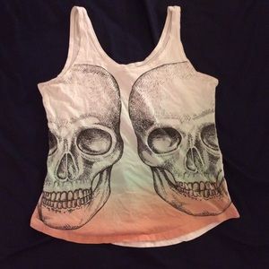 Cotton on graphic tank mint and coral skull
