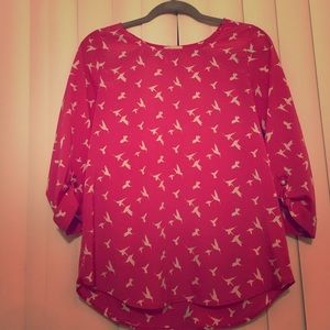 Bright humming bird pattern tunic
