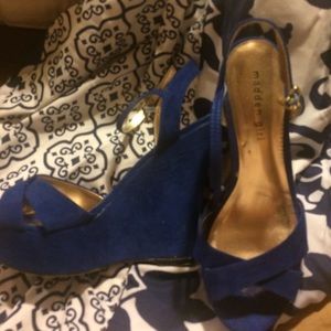 Cobalt blue wedge shoes