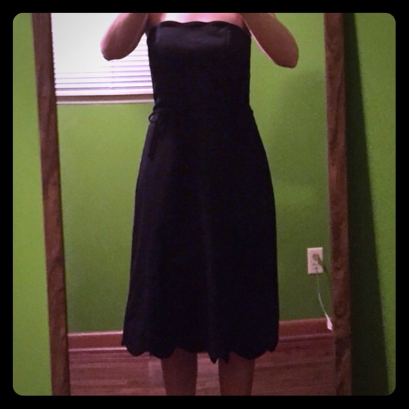 WHBM scalloped black dress