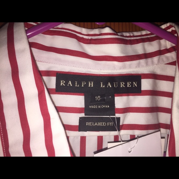 Ralph Lauren red/white striped dress shirt - Picture 2 of 7