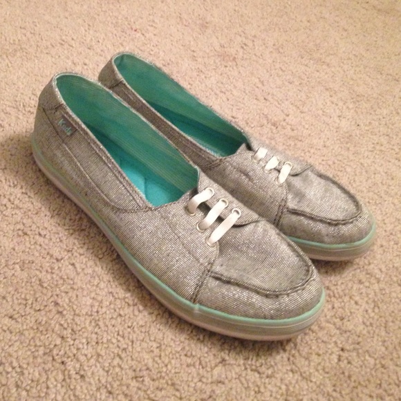 Silver and mint Keds shoes