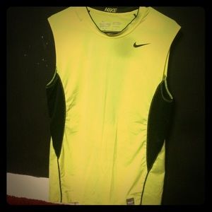 men's yellow Nike pro combat sleeveless shirt