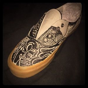 Abstract pair of vans that have altered
