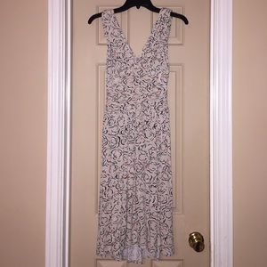 Below knee dress stretchy fabric ruched waist