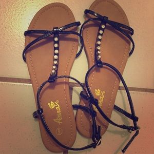 Black and brown sandals
