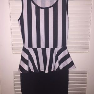 Black and white peplum dress