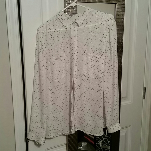 Black and White Polka Dot Button Up Top