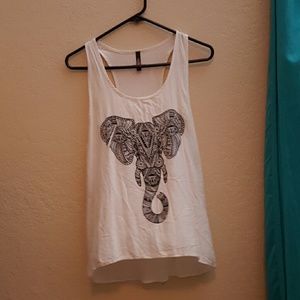 White tribal elephant tank top.