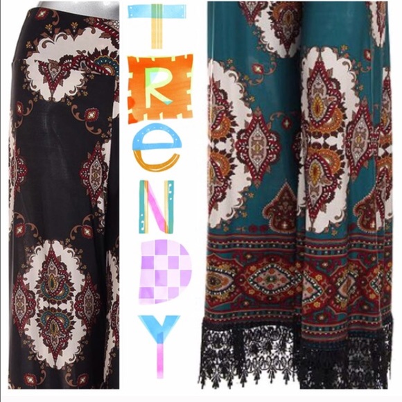 BEAUTIFUL PALAZZOS WITH CROCHET LACE HEM! - Picture 2 of 4