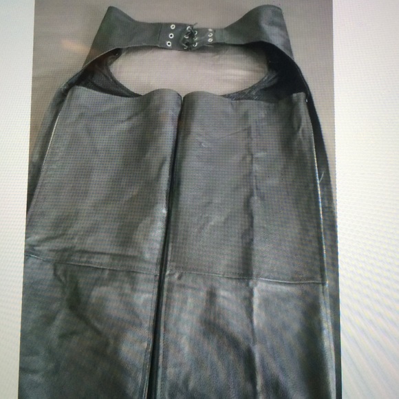 💰Men's Fully Lined Classic Black Leather Chaps L