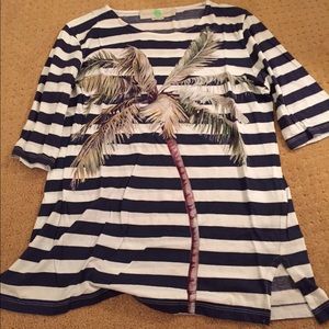 Stella McCartney striped palm tree t shirt