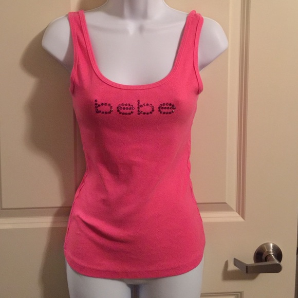 Bebe rhinestone ribbed tank