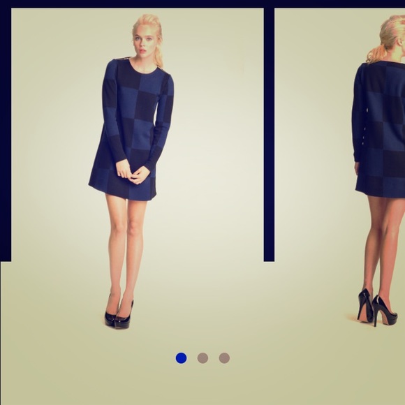 Marc by Marc Jacobs blue checkered knit dress .