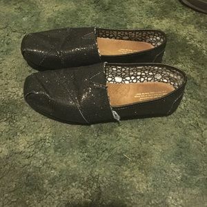 Black sparkly TOMS