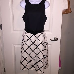 Ann Taylor off white and black halter top dress