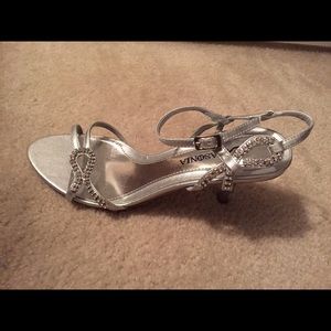 Pair of silver Lasonia heels size 7.5. Worn once