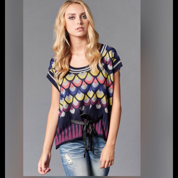 Tops - NEW SLEEVELESS COLORFUL SWEATER TOP W SATIN SASH