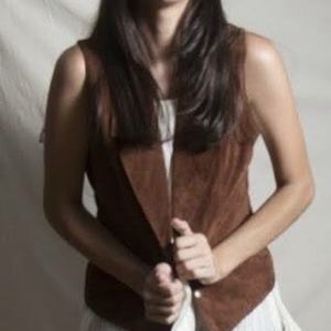 Vintage %100 Suade Artsy Chic Decorative Vest