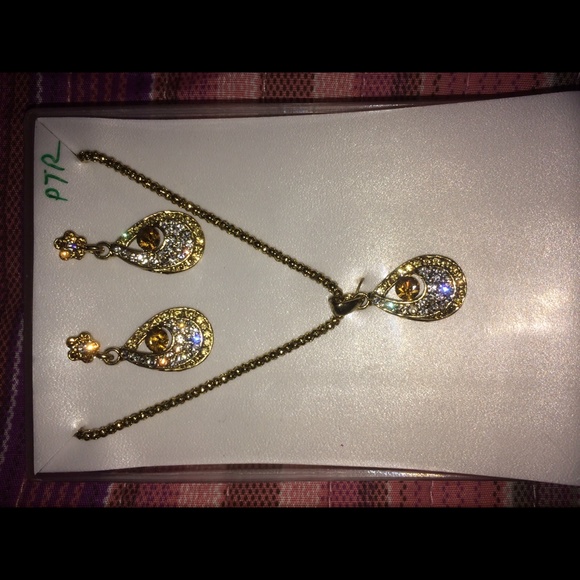 Brown necklace and earring piece - Picture 1 of 2