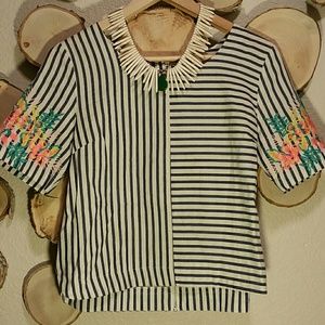 Fun embroidered striped top