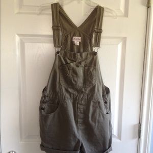 Vintage olive green short overalls