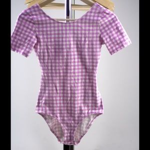 Pink & White Checkered Bodysuit