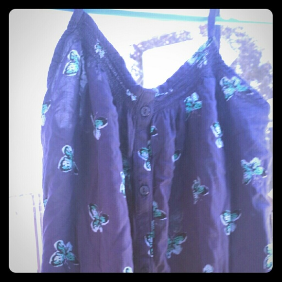 Flowy butterfly button up tank top
