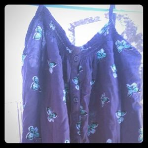 Flowy butterfly button up tank top