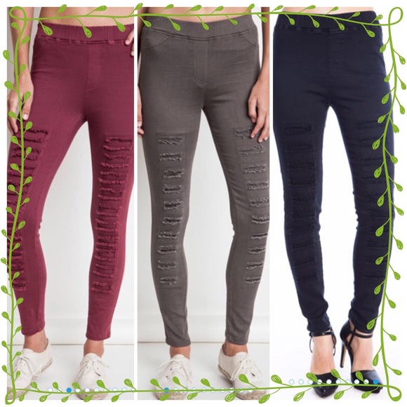 🌺HP 9/16🌺DISTRESSED JEGGINGS IN 3 COLORS! - Picture 3 of 4