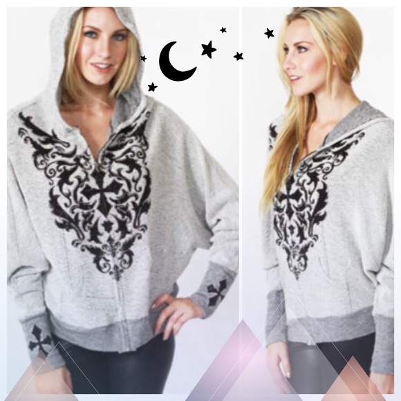 🌺HP 9/19🌺FRENCH TERRY SWEATSHIRT WITH BLING - Picture 3 of 3